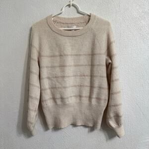 Lauren Conrad Women’s XSmall Long Sleeve Shirt Sweater Cream Stripped Tan
